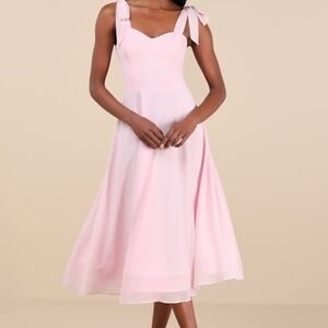 Lulus Sophisticated Charisma Light Pink Tie-strap A-line Midi Dress - Size XL
